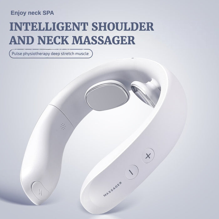 Electric Pulse Neck Massager Intelligent Massage for Pain Relief Cordless 7 Modes 16 Levels Deep Tissue Trigger Point Christmas Gifts, White