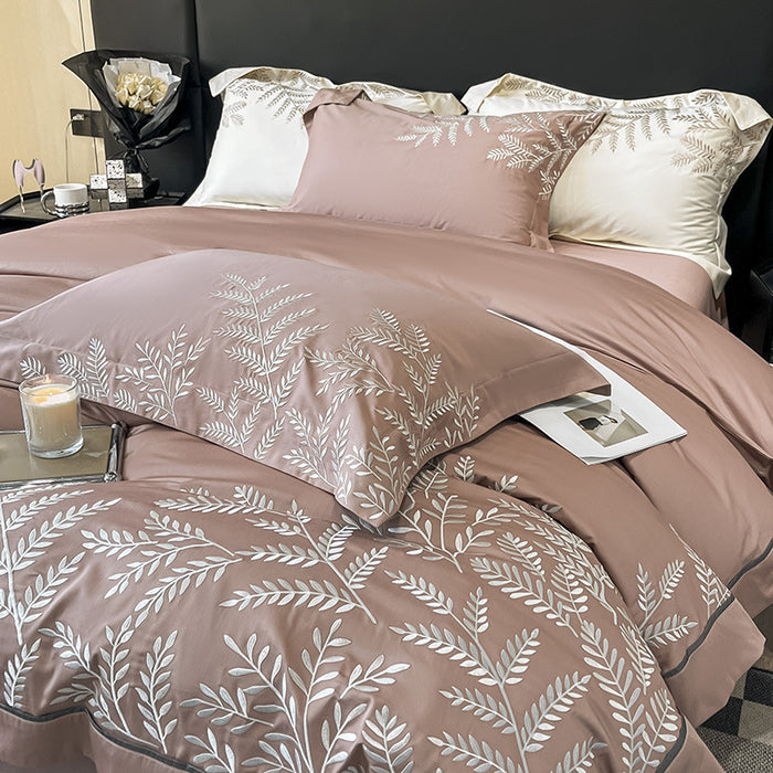 1500TC Egyptian Cotton Golden Embroidery BeddingSet with quilt cover - King/Queen Size Luxury Bedding