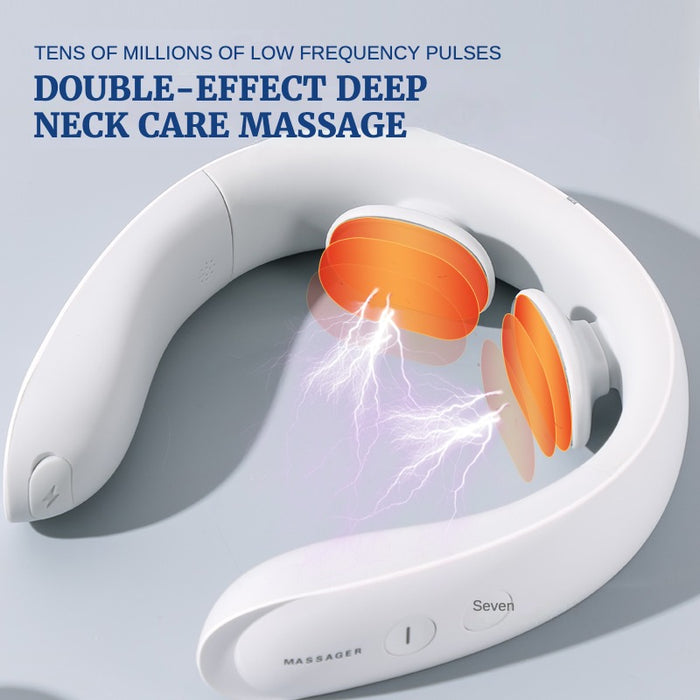 Electric Pulse Neck Massager Intelligent Massage for Pain Relief Cordless 7 Modes 16 Levels Deep Tissue Trigger Point Christmas Gifts, White