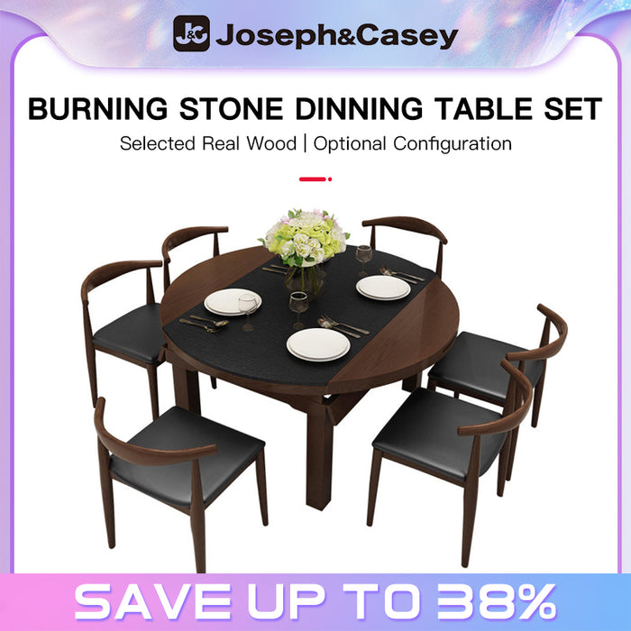 【Furniture】Burning Stone Dinning Table Set