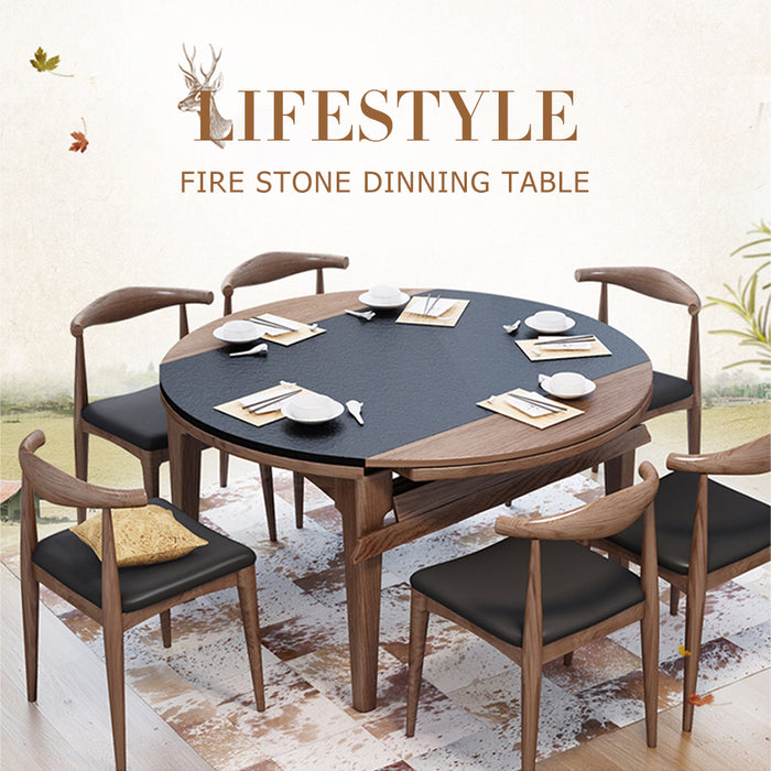 【Furniture】Burning Stone Dinning Table Set