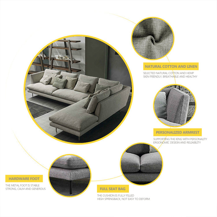 【Furniture】Nordic L-shape Combination Sofa